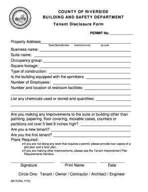 Tenant Disclosure Form