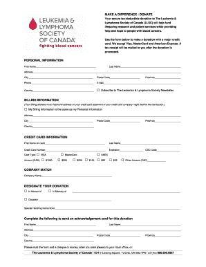 Donation Form for The Leukemia & Lymphoma Society of Canada