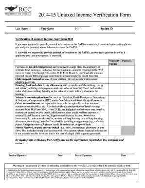 2014-15 Untaxed Income Verification Form