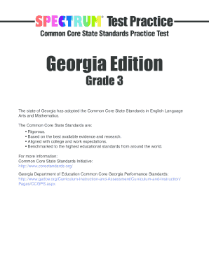 Grade 3 Common Core State Standards Practice Test