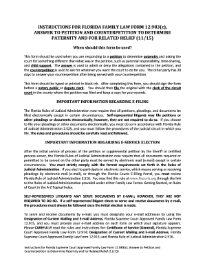 Florida Family Law Form 12.983(c) Answer and Counterpetition
