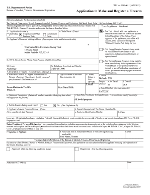 ATF Form 1 Firearm Registration Application