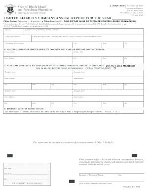 Rhode Island LLC Annual Report