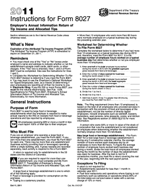 IRS Form 8027 Instructions