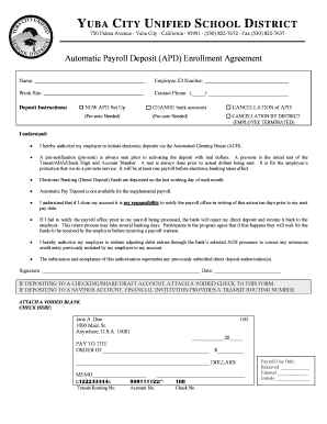Automatic Payroll Deposit Enrollment Agreement