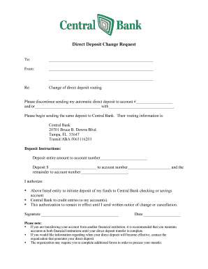 Direct Deposit Change Request Form