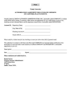 Authorization Agreement for Automatic Deposits