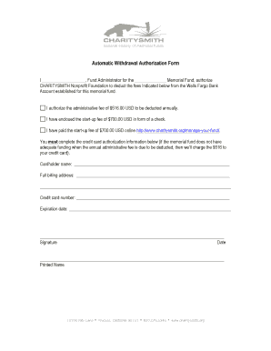 Automatic Withdrawal Authorization Form
