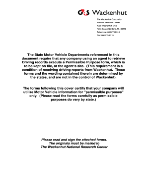 Motor Vehicle Records Permissible Purpose Form