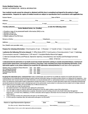 Patient Authorization Medical Information Form