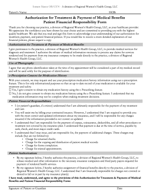 Authorization for Treatment & Payment of Medical Benefits