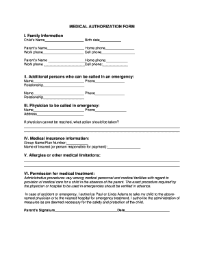 Medical Authorization Form