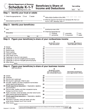 Illinois Schedule K-1-T Beneficiary's Share of Income and Deductions