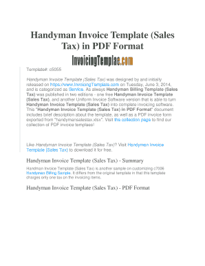 Handyman Invoice Template (Sales Tax)