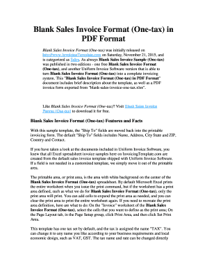Blank Sales Invoice Format One-tax in PDF Format