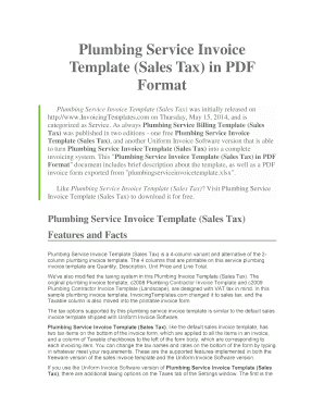 Car sales invoice software - Plumbing Service Invoice Template Sales Tax in PDF Format