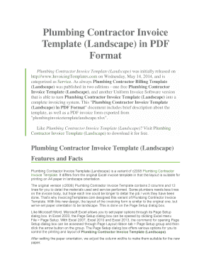 Plumbing Contractor Invoice Template