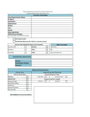 Illumina HiSeq Sample Submission Form
