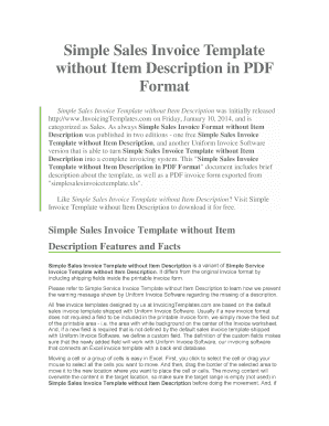 Simple Sales Invoice Template without Item Description in