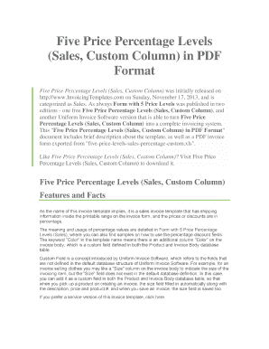 Five Price Percentage Levels Invoice Template