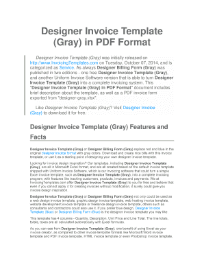 Designer Invoice Template Gray in PDF Format