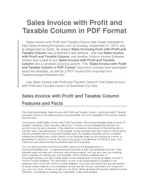 Sales Invoice with Profit and Taxable Column in PDF Format