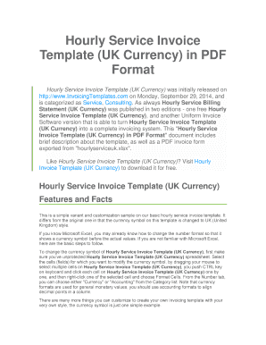 Hourly Service Invoice Template UK Currency in PDF Format