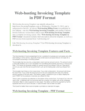 Invoice xls - Web-hosting Invoicing Template in PDF Format