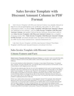 Sales Invoice Template with Discount Amount Column in PDF