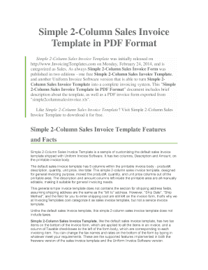 Simple 2-Column Sales Invoice Template in PDF Format