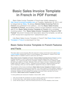 Blank invoice template - Basic Sales Invoice Template in French in PDF Format