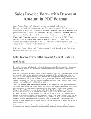 Sales Invoice Form with Discount Amount in PDF Format