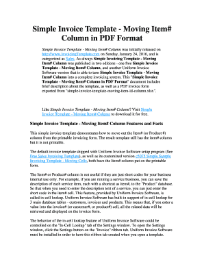 Simple Invoice Template - Moving Item# Column