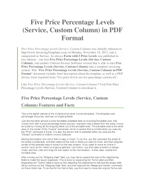 Five Price Percentage Levels Invoice Template