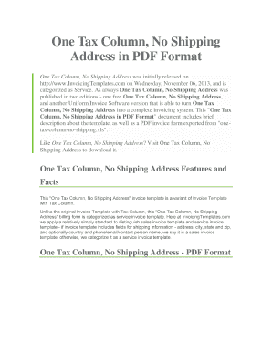 One Tax Column Invoice Template