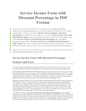 Service Invoice Form with Discount Percentage in PDF Format