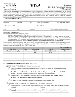 2015-2016 Verification Worksheet VD-5