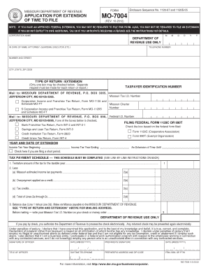 Missouri Corporation Tax Extension Form MO-7004