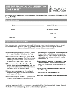 EOP Financial Documentation Form
