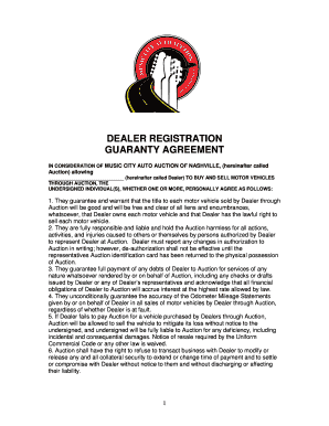 Dealer Registration Guarantee Agreement