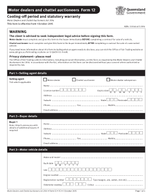Queensland Motor Vehicle Sale Form 12