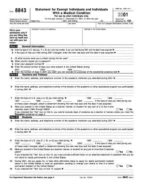 Form 8843 for Exempt Individuals with Medical Condition