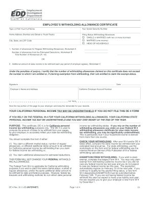 California Employee Withholding Allowance Certificate