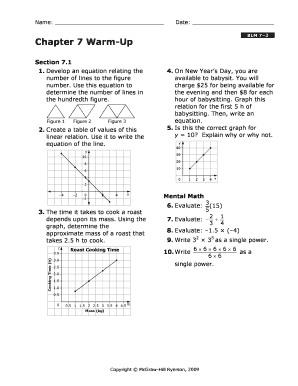 Chapter 7 Warm-Up Worksheet