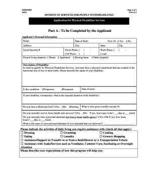 Application for Physical Disabilities Services
