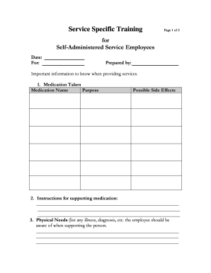 Self-Administered Service Employee Training Form