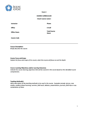 Course Curriculum Form