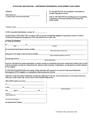 Statutory Declaration for Continuing Professional Development Credit
