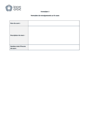 Formulaire de renseignements sur le cours