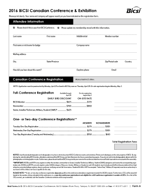 2016 BICSI Canadian Conference Registration Form